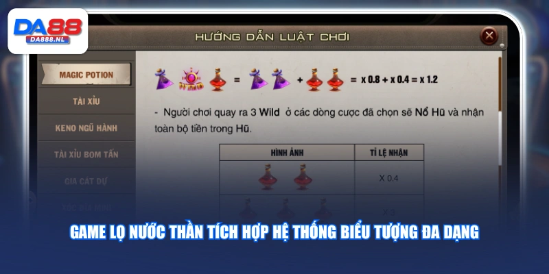 Game Lọ Nước Thần tích hợp hệ thống biểu tượng đa dạng
