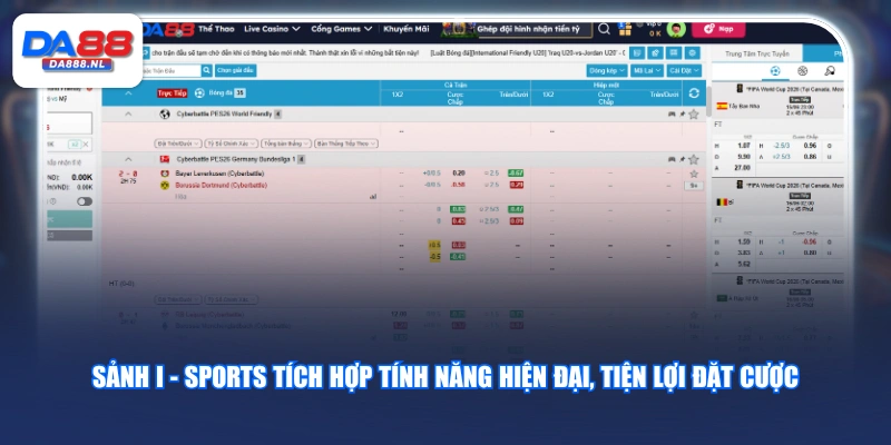 Sảnh I - Sports tích hợp tính năng hiện đại, tiện lợi đặt cược